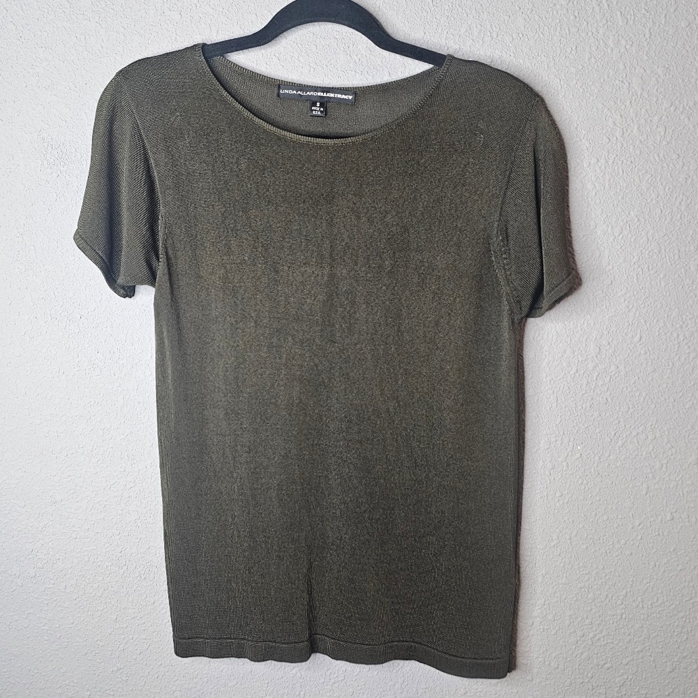Linda Allard Ellen Tracy Top‎ Womens S Small Green Rayon Minimalist Thin Knit